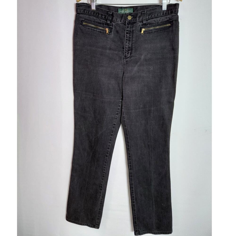 LAUREN Ralph Lauren Black Denim Jeans Women Solid Regular Size 12